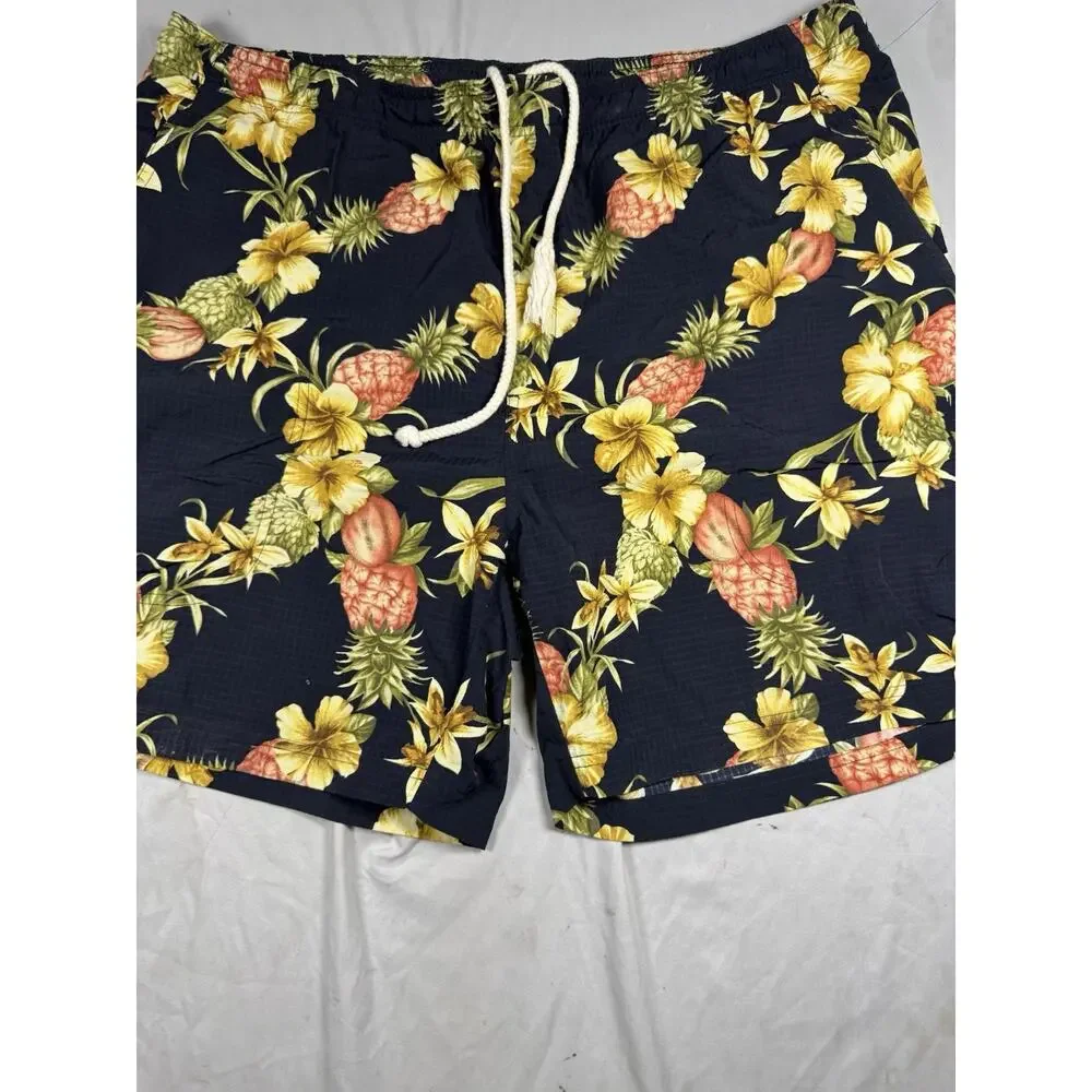 Tommy Bahama Pineapple Floral Swim Trunks Board Shorts Men’s XL Blue Hawaiian